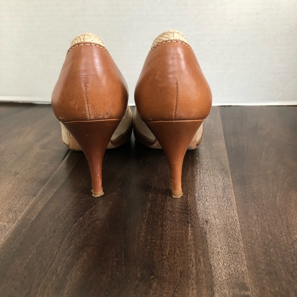 Brooks Brothers Italy Leather & Fabric Heels, sz 6 - Picture 4 of 8